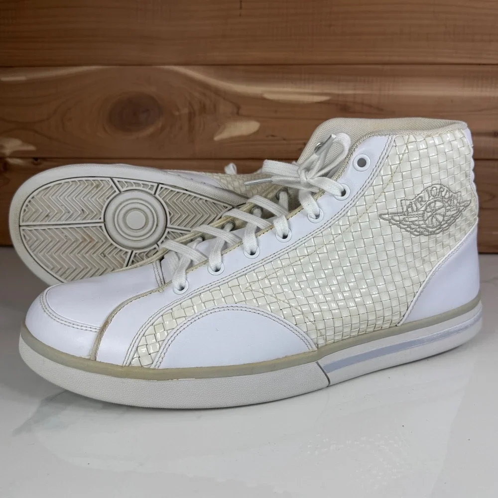 Jordan Phly Legend Premier White Metallic Silver Woven 343449-101 Mens‎ 11.5